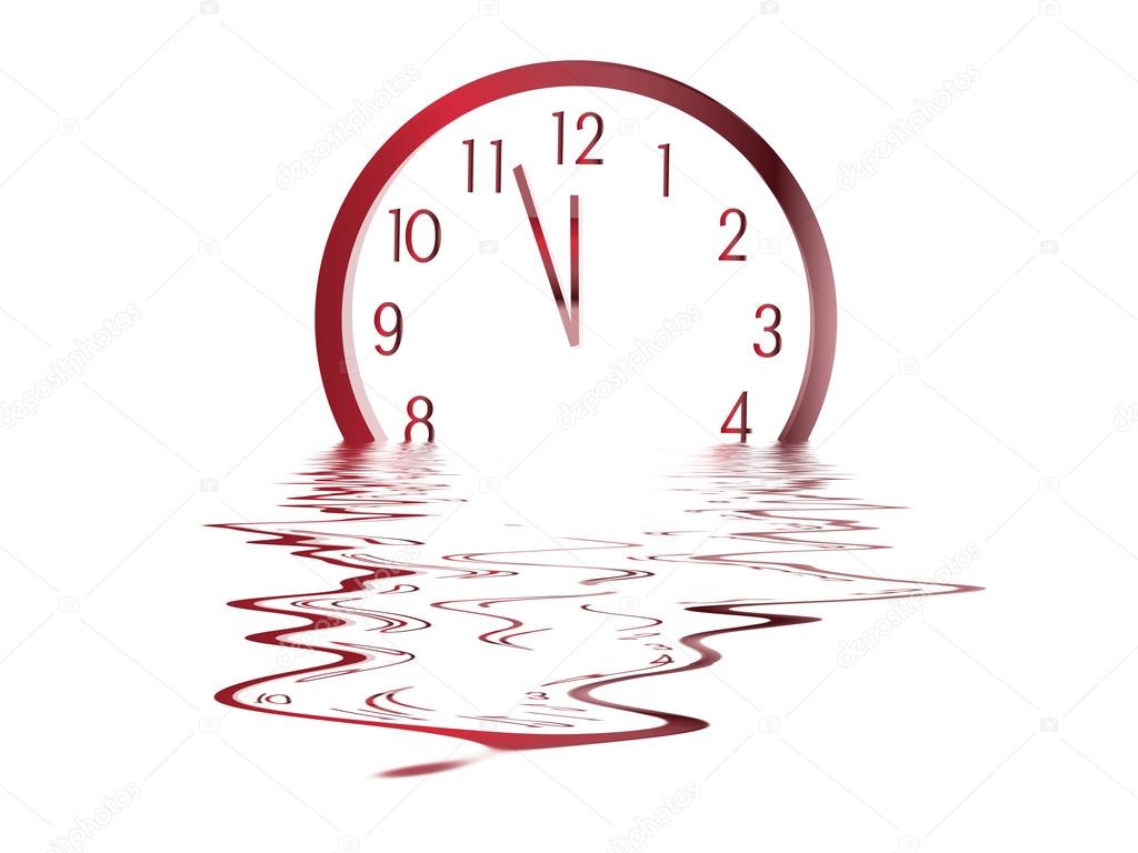 Clock with reflection in water