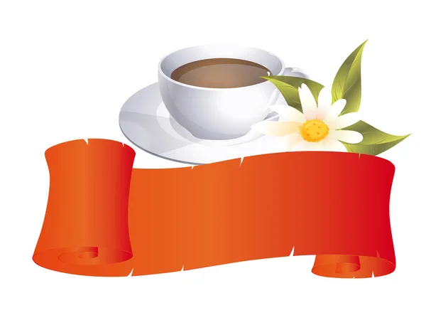 咖啡和雏菊花 — 图库照片