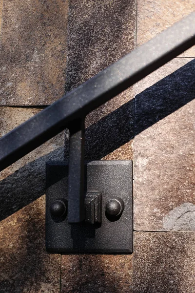 Fastening Metal Handrail Stone Wall House Fastening Metal Fence Grid — Stockfoto