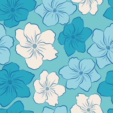 Beautiful tropical flowers and leaves seamless pattern design