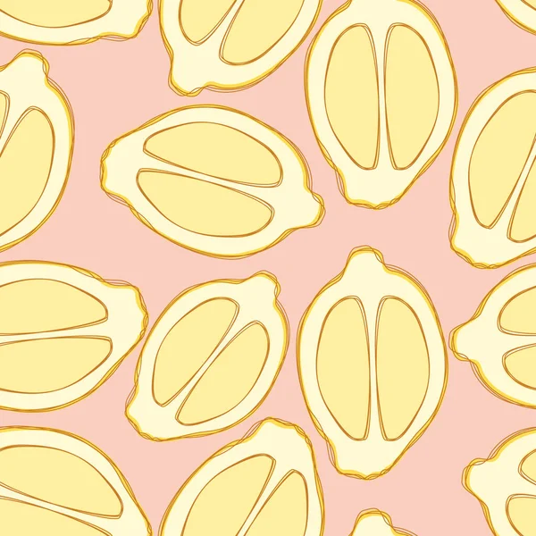 Desain Pola Pengulangan Lemon Latar Belakang Lukisan Tangan Pola Sitrus - Stok Vektor