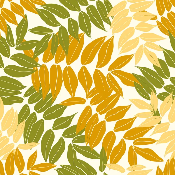 Beautiful Leaves Seamless Pattern Design Векторный Ручной Рисунок Голубых Листьев — стоковый вектор