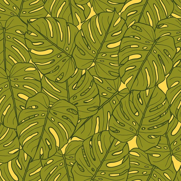 Beautiful Tropical Leaves Branch Seamless Pattern Design Тропические Листья Лист — стоковый вектор