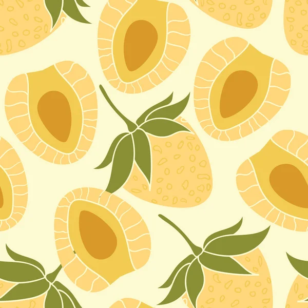 Strawberries Seamless Pattern Design Beautiful Tropical Berries Background Tropical Fruits — стоковый вектор