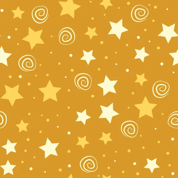Sterne Wiederholen Muster Handgezeichneter Himmel Hintergrund Feiertagsmuster Für Packpapier Stoff — Stockvektor