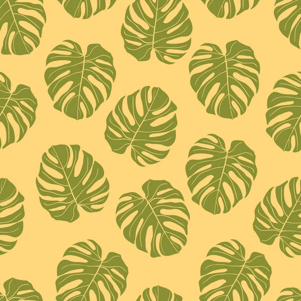 Beautiful Tropical Monstera Leaves Seamless Pattern Design Tropical Leaves Nature — Vetor de Stock