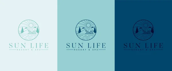 Vector logo template with travel emblem  - abstract summer and vacation icon and emblem for vacation rentals, travel services, tropical spas and beauty studio. Sun Life resort and spa logo design
