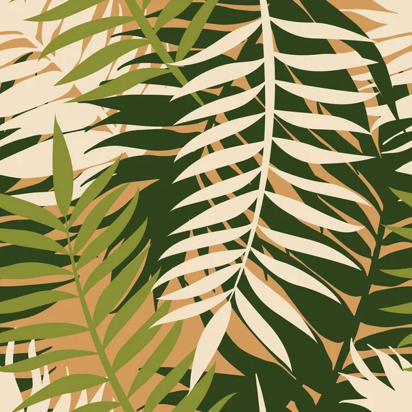 Belle Branche Feuilles Tropicales Design Motif Sans Couture Feuilles Tropicales — Image vectorielle