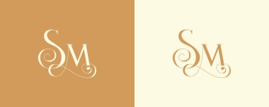 Zarif bir logo. Kozmetik, Spa, Güzellik Salonu, Dekorasyon, Butik Logosu. Bitki, yaprak, doğa ikonu. SM monogram logo tasarımı.
