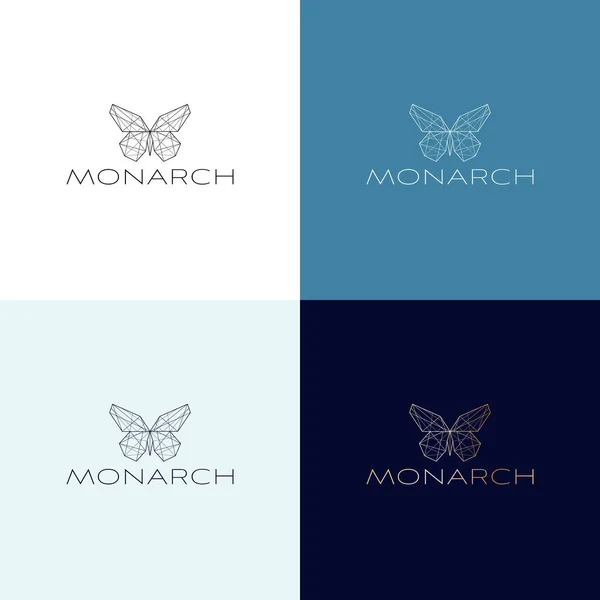 Motýlí Logo Vektorové Linie Obrys Monolínové Ikony Ilustrace Elegantní Jednoduchý — Stockový vektor
