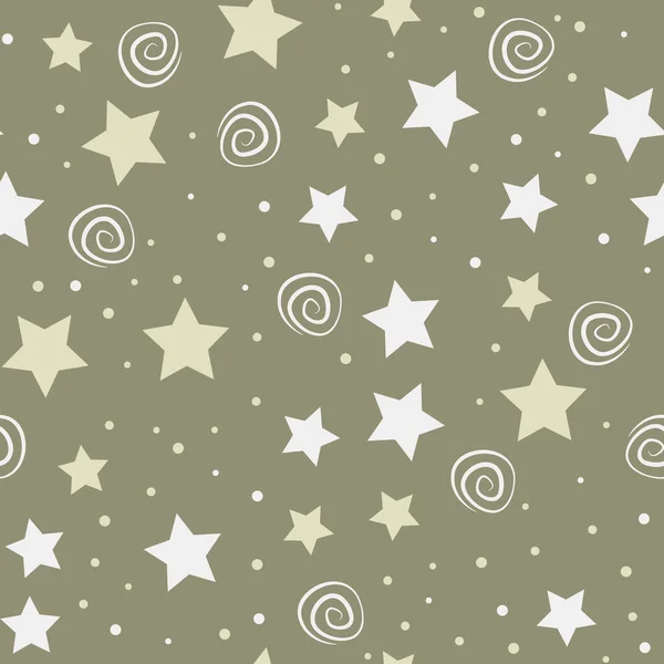 Magic Stars Repeat Pattern Design Hand Drawn Sky Background Holidays — Image vectorielle