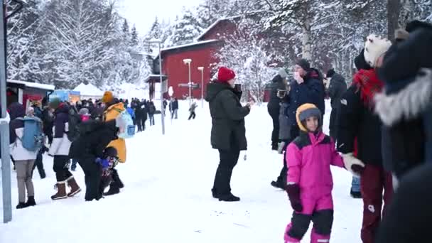Умео Швеция Декабря 2021 Года Традиционная Рождественская Ярмарка Главной Рыночной — стоковое видео