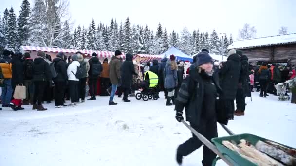 Umea Sveç Aralık 2021 Geleneksel Noel Pazarı Ana Pazar Meydanında — Stok video
