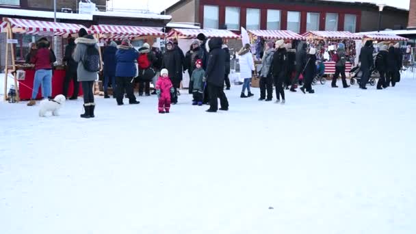 Umea Suécia Dezembro 2021 Mercado Tradicional Natal Praça Principal Mercado — Vídeo de Stock