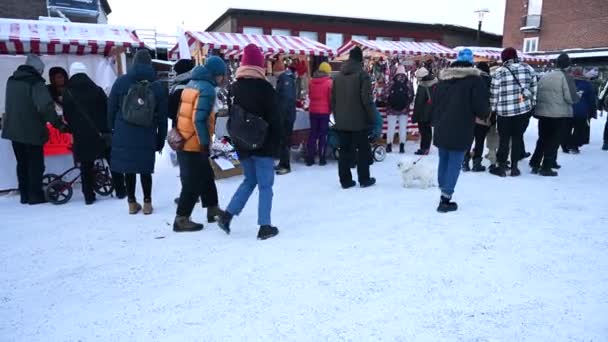 Umea Suécia Dezembro 2021 Mercado Tradicional Natal Praça Principal Mercado — Vídeo de Stock