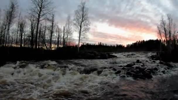 Barrage Hydroélectrique Avec Eau Courante Cascade Fées Coucher Soleil Soir — Video