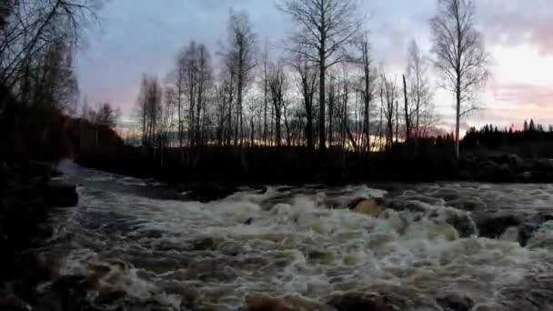 Presa Hidroeléctrica Con Agua Corriente Cascada Hadas Atardecer Maravillosas Cascadas — Vídeos de Stock