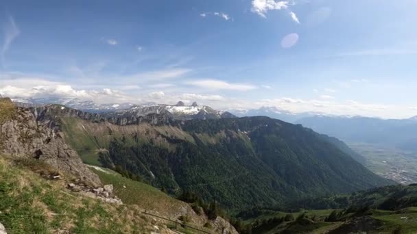 Час Літніх Канікул Гірський Природний Панорамний Ландшафтний Туризм Пригода Молодого — стокове відео