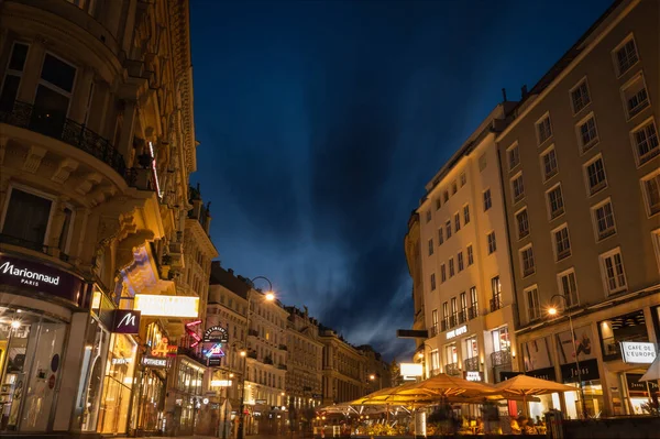 Viyana Avusturya Haziran 2022 Nightscape Viyana Şehir Merkezi Uzun Pozlama — Stok fotoğraf