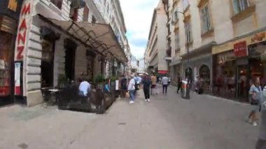 Viyana, Avusturya - 5 Haziran 2022. 4K yavaş çekim Hofburg ve schonnbrunn, Wien, Viyana Avusturya. Bulutlu turizm gününde bulutlu mavi gökyüzü. Akşam ve tarihi binalar.