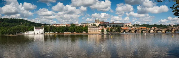 Panoramic View Charles Bridge Prague Castle River Vltava Prague Czech — Stockfoto