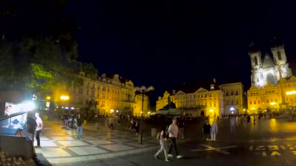 Prague République Tchèque Juin 2022 Nuit Illuminations Intemporelles Place Magique — Video