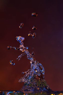 Sıvının üzerine düşen damla dokusu ve rengi olan bir şekil oluşturur