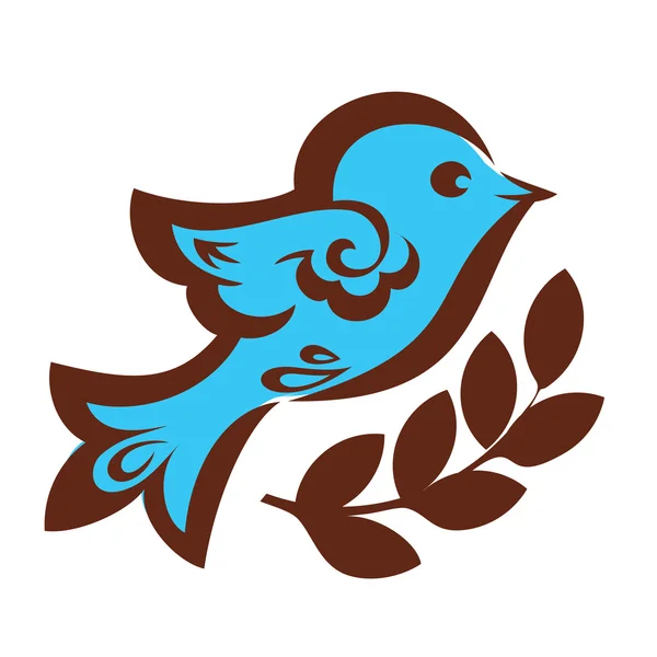 Uccello decorativo con grano — Vettoriale Stock