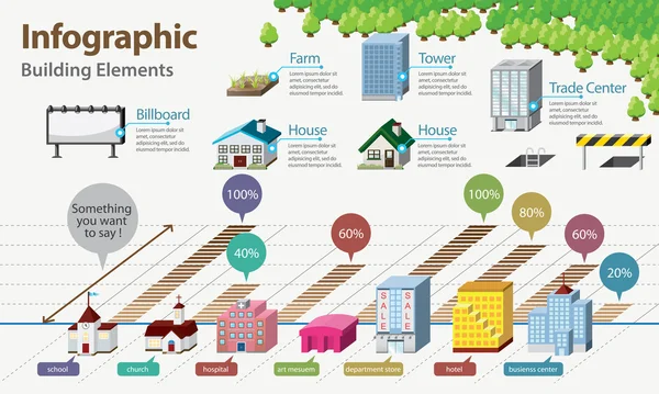 Infographie immobilière. Icône de bâtiment — Image vectorielle