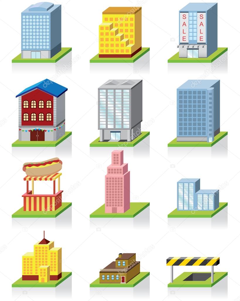 Commercial Building Icon -- 3D Illustration