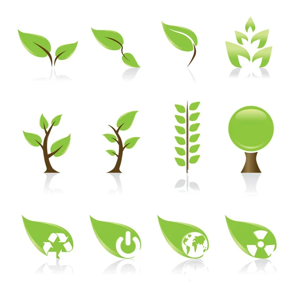 Set of 12 environmental green icons for your design idea — Stock Vector