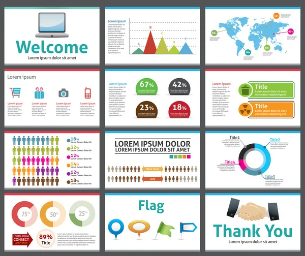 Modèle de présentation - conception de diaporama d'entreprise - vecteur modifiable — Image vectorielle