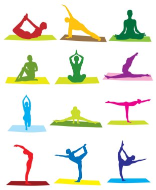 Yoga erkek ve kadın siluetleri