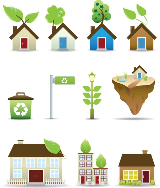 Groen huis vector iconen — Stockvector