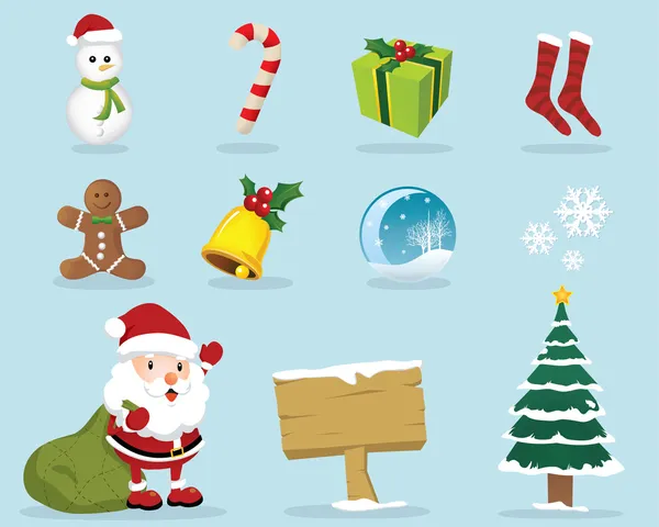 Encantadores iconos de Navidad — Vector de stock