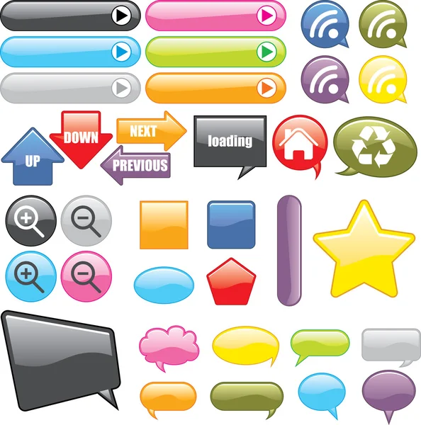 Web Buttons and Icons — Stock Vector