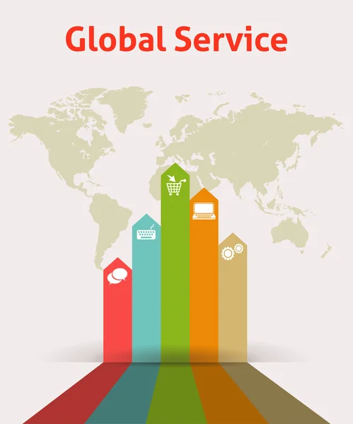Global hizmet fikir Infographic — Stok Vektör