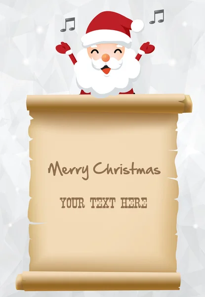 Ilustración de Santa Claus con letrero de pergamino para niños gif — Vector de stock