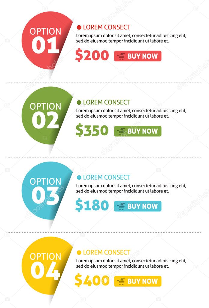 Vector Number Options Banner with Buy Button