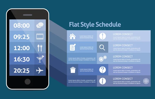 智能手机个人日程安排 — 图库矢量图片