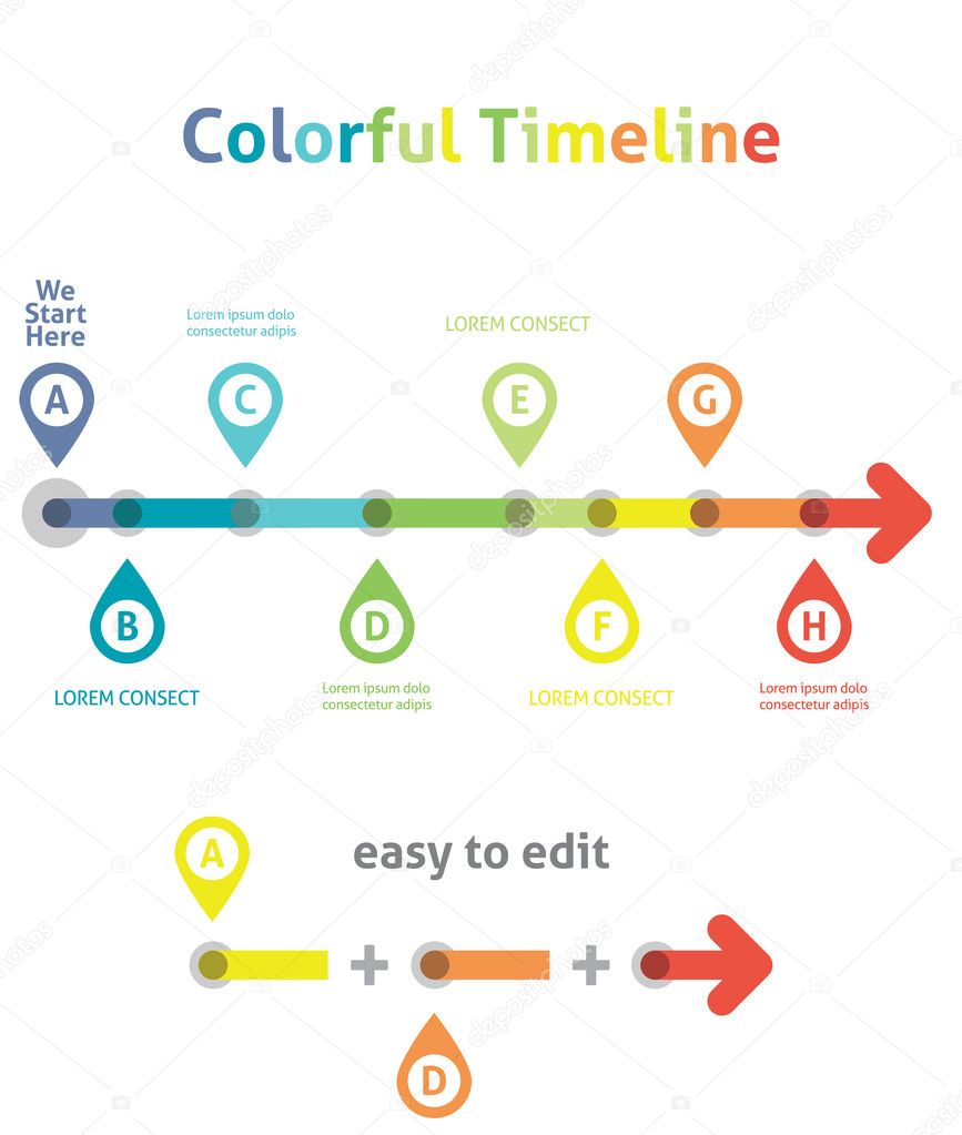 Colorful Timeline. Infographic template. Easy to Edit