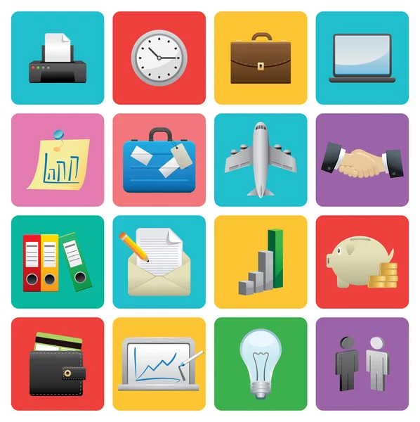 Flat Business icon set — Stock Vector