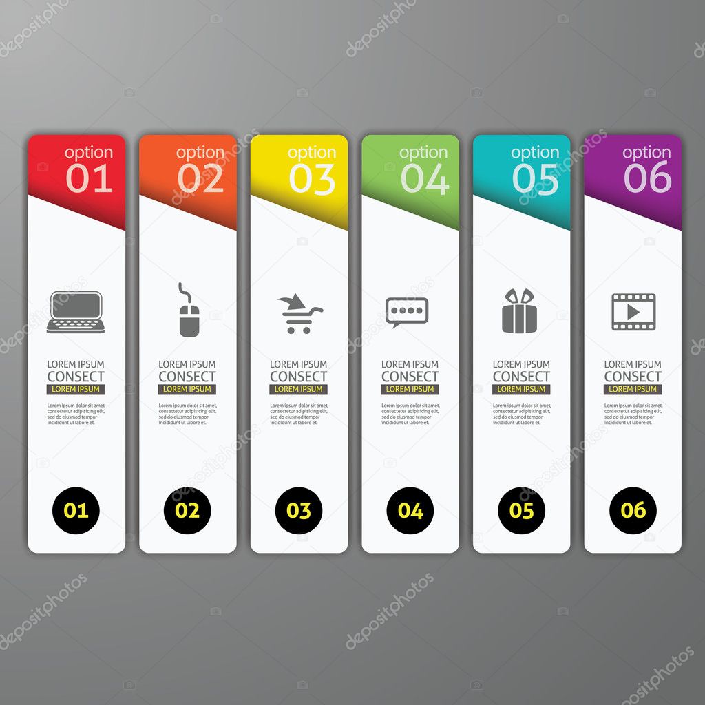 Colorful banners template for step presentation - can be used fo