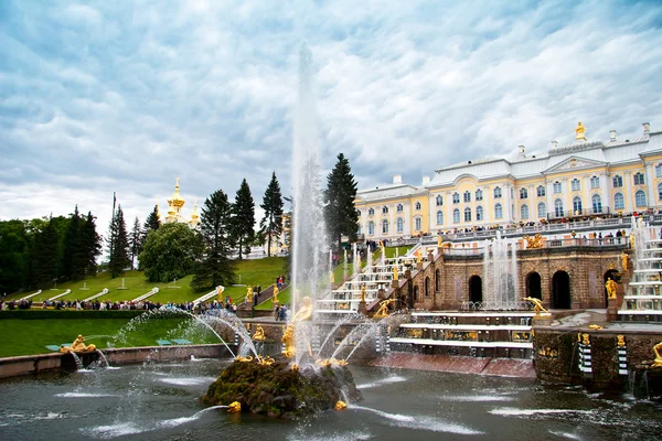 Peterhof, fontána "samson rozevřena čelisti lva." Royalty Free Stock Fotografie