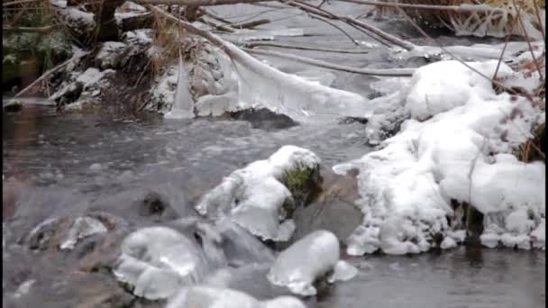 Geräusche und Lärm Eiswasser des Flusses Suenga. Westsibirien. — Stockvideo