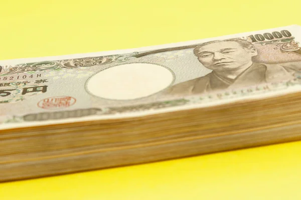 Ten Thousand Yen 000 Yen Banknotes Stacked Japanese Money Paper — Stockfoto