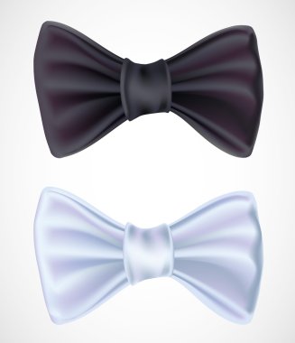 Realistic black and white bows , векторная иллюстрация.