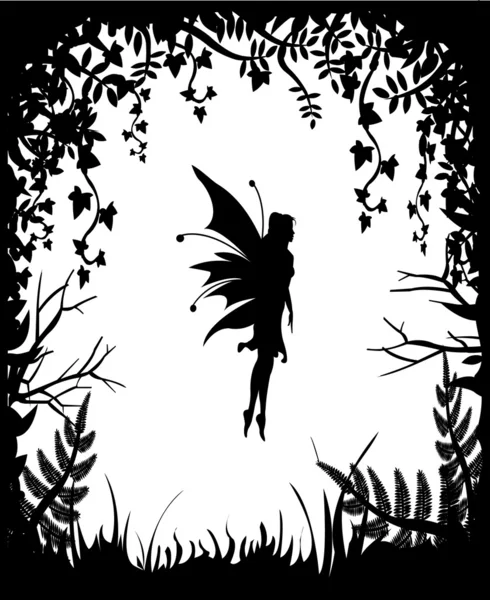 Silhouette de fées sur fond de nature . — Image vectorielle