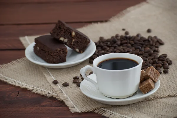 Coffee and brownies — Stock Photo, Image