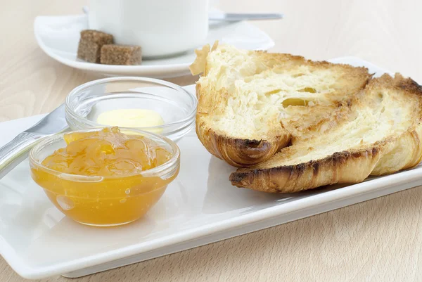 Croissant and Apricot Jam — Stock Photo, Image